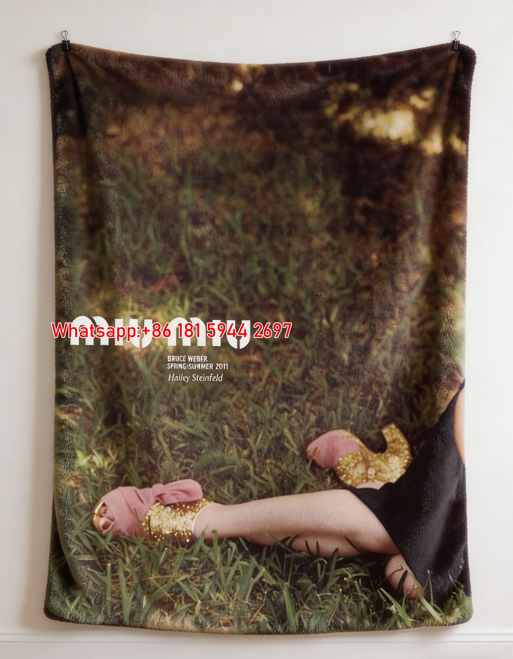 Miu Miu Miami Grass Print Flannel Sofa Throw Blanket IMG_0637